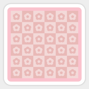 Blush Pink Vintage Flower Checkers Sticker